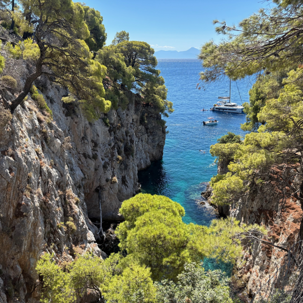 Vista panoramica di Capo Amarandos a Skopelos
